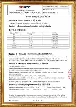 MSDS de bateria HEV 2022